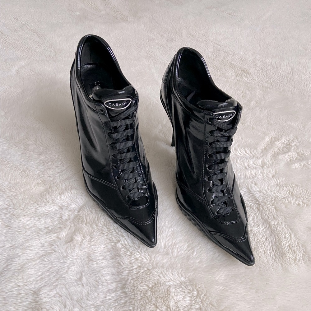 Casadei black patent leather ankle boots 37.5